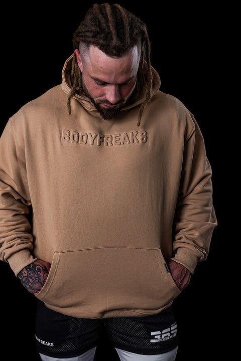 Embossed Athl Club Essential Hoodie - BEIGE