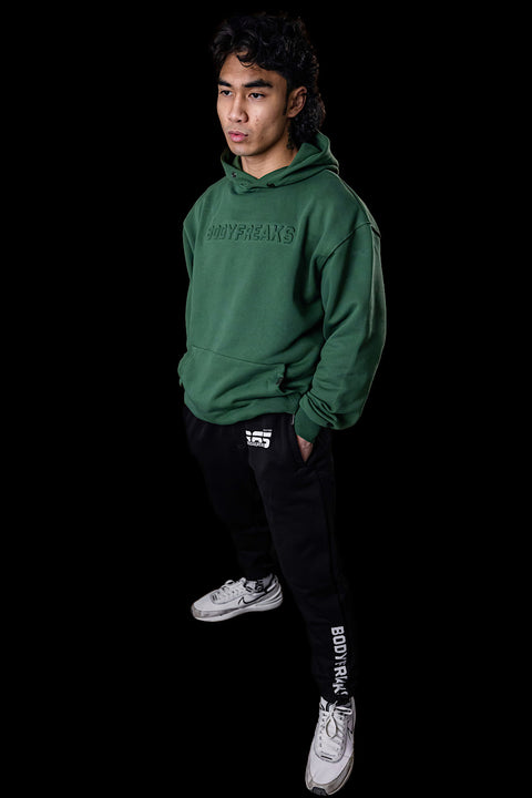 Embossed Athl Club Essential Hoodie - FOREST GREEN