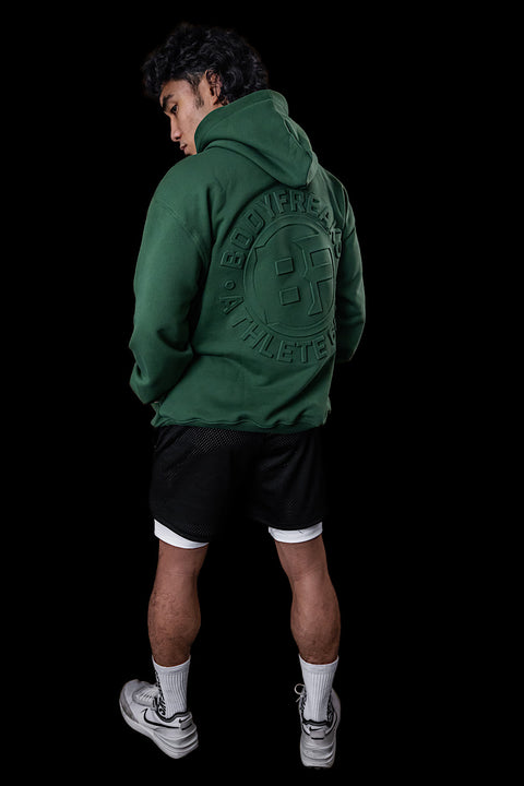 Embossed Athl Club Essential Hoodie - FOREST GREEN