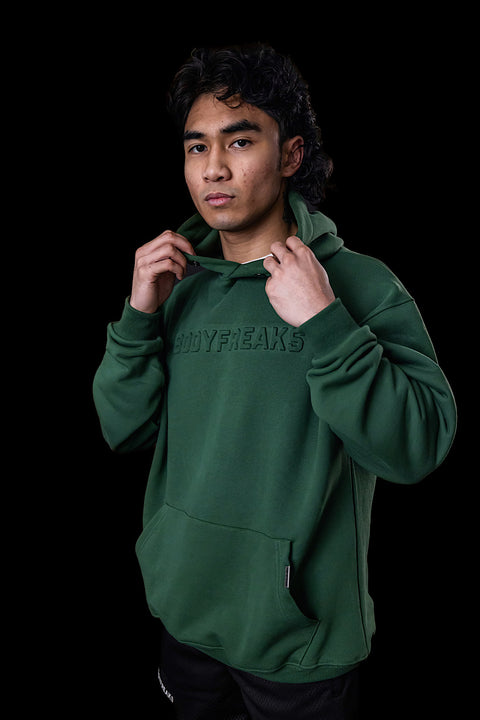 Embossed Athl Club Essential Hoodie - FOREST GREEN